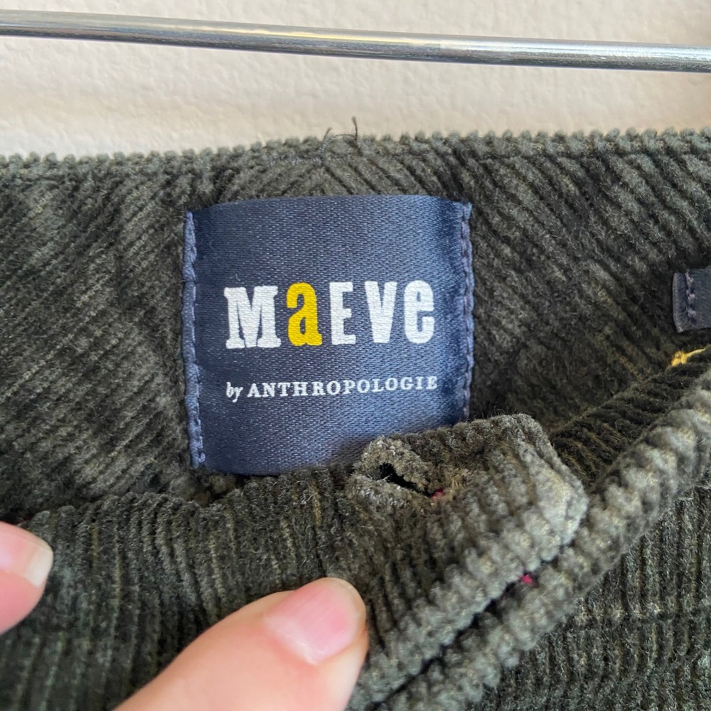 Maeve Anthropologie The Colette Corduroy Wide Leg Pants Olive Green 27 - Picture 4 of 8